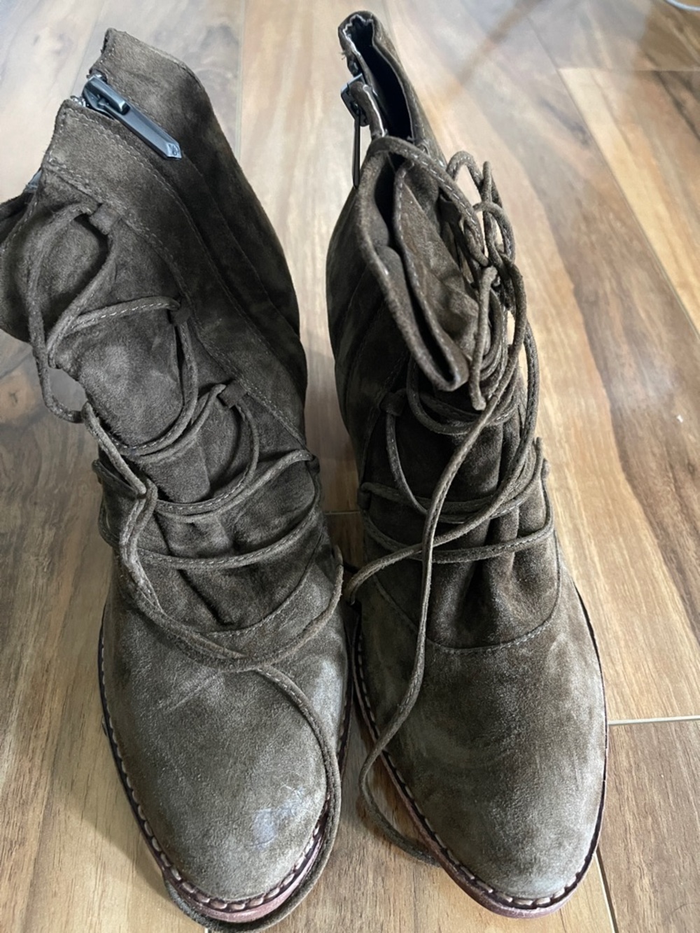 Sam Edelman Dark Brown Suede Lace-Up Ankle Boots